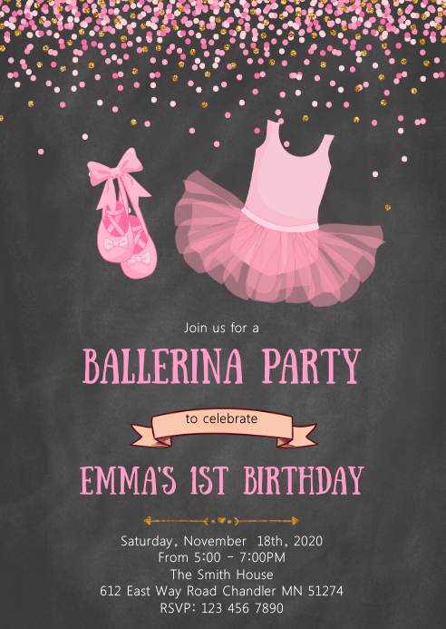 Free Golden Ballerina Birthday Invitation Templates Free