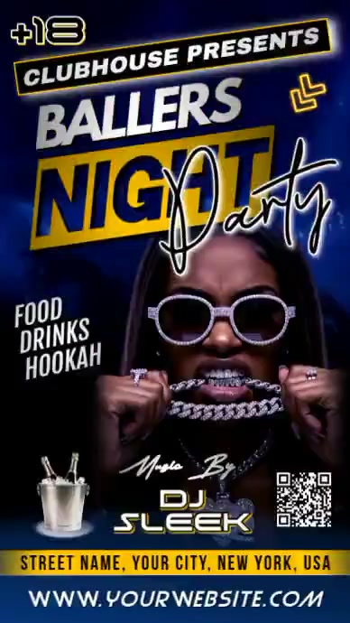 Ballers Night Party Instagram Story Video Template | PosterMyWall