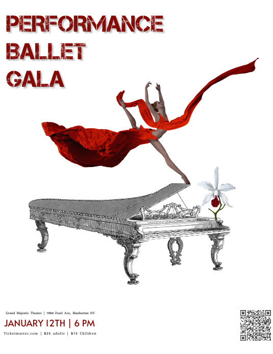ballet, theater, program, ballerina, art, dance, opera Flyer (US Letter) template