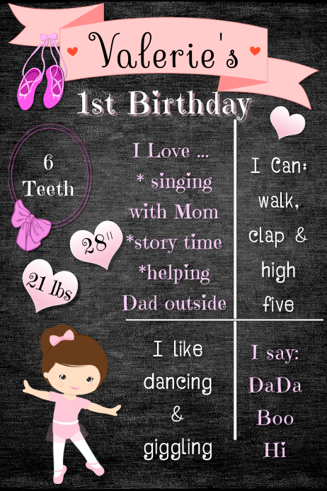 Ballet Birthday Poster template