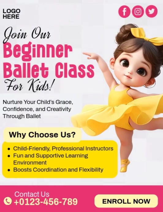 Ballet Class 传单(美国信函) template