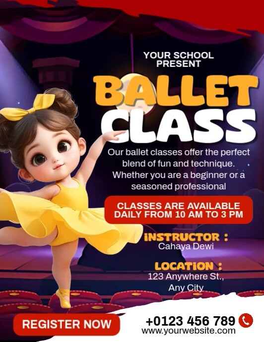 Ballet Class Template Рекламная листовка (US Letter)