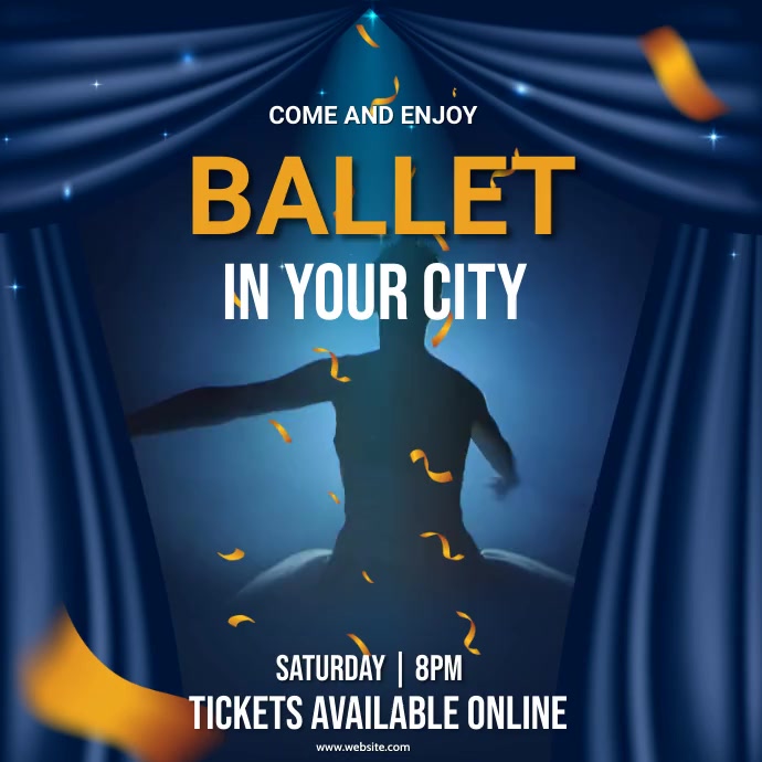 Blue and Gold Ballet Competition Instagram Video Post template