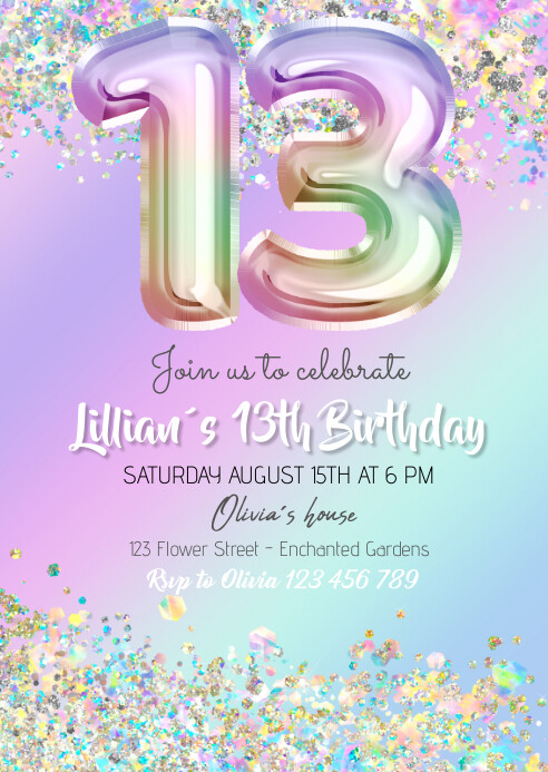 13th Birthday Invitation Card Designs Pool Party Invitation Neon