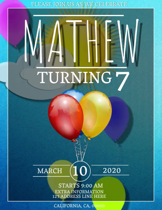 BALLOON BIRTHDAY Flyer DIGITAL Template PosterMyWall