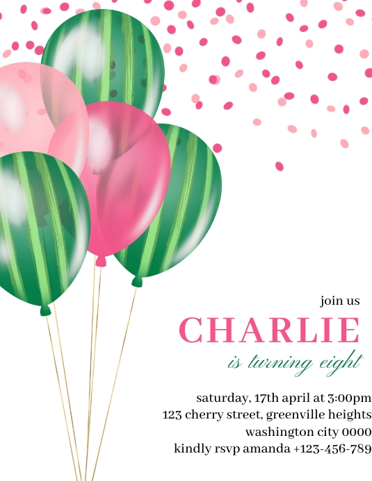 Balloon Birthday Invitation Flyer (US Letter) template