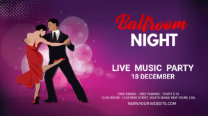 Purple Ballroom Dance Night Ballet YouTube Cover Coverfoto til YouTube-kanal template