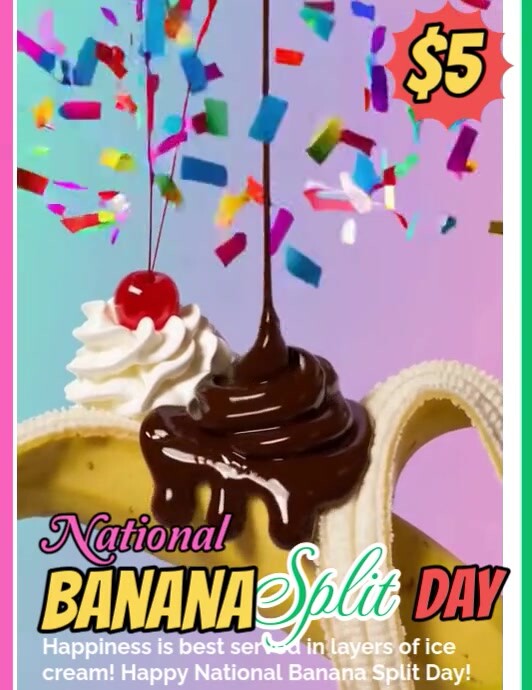Banana Split Day Flyer (US Letter) template