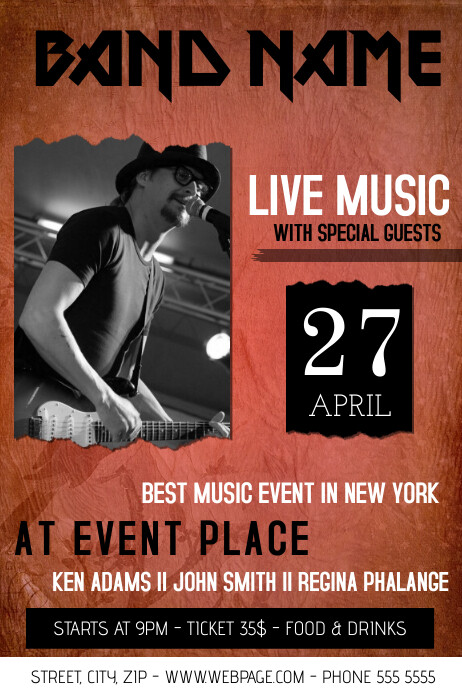 Band Concert Old Paper Music Event Flyer Template Postermywall