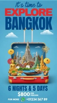 Bangkok Holiday Trip Digital Display (9:16) template