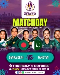 BANGLADESH VS PAKISTAN ICC Women's Cricket World Cup, 2025 Instagram Portrait template