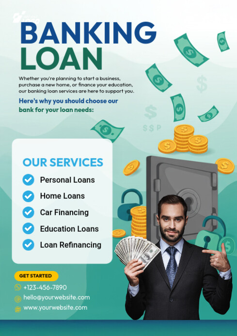 Bank Note Flyer Banking Loan Services Flyer Template | PosterMyWall