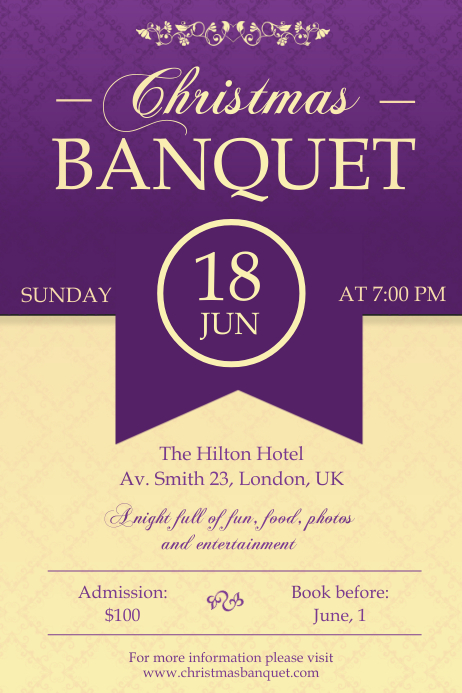Banquet Hall Party Invitation Poster Template Postermywall