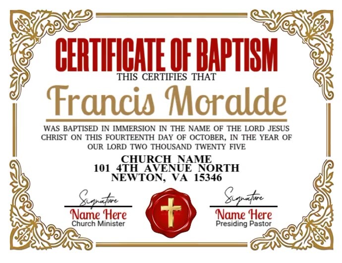Baptism Certificate Ads Flyer (US Letter) template