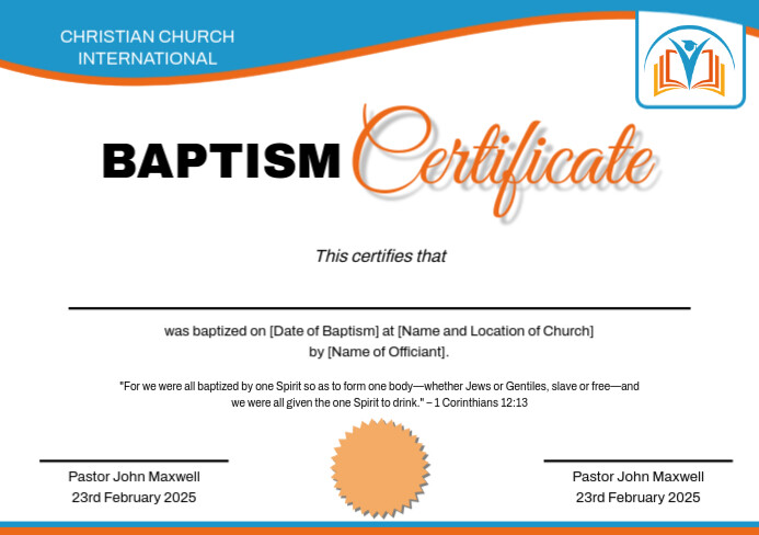 Copy of Baptism Certificate Church Flyer | PosterMyWall
