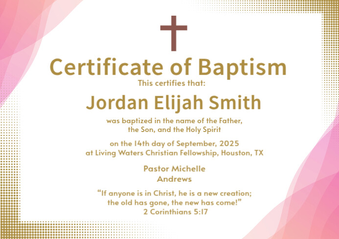 Copy of Baptism Certificate | PosterMyWall