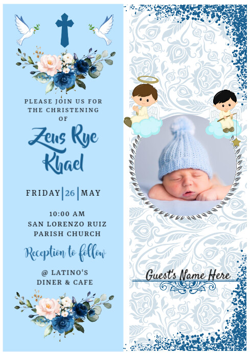 Plantilla de Baptism / Christening Invitation Card | PosterMyWall