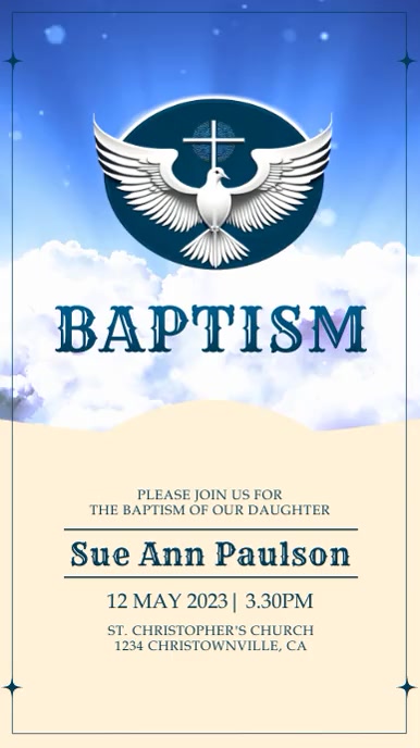 Baptism Christening Invitation Social Media História do Instagram template