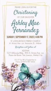 Baptism Invitation | watercolor flower butter Instagram Story template