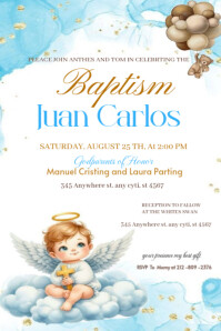Baptism invitation Brithday party temple flayer editablet Poster template