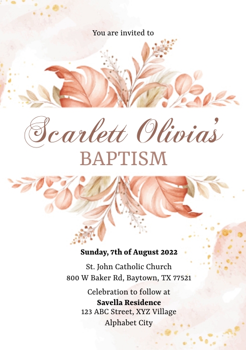 Baptism Invitation A4 template