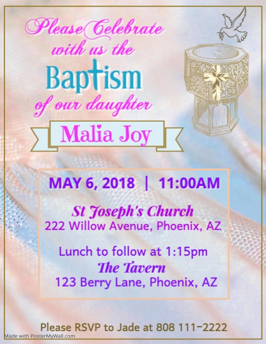 Baptism Invitation Flyer Template PosterMyWall