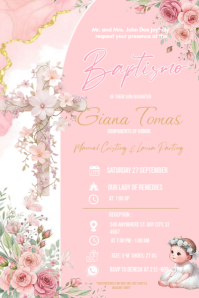 Merah Muda Baptism Invitation Plakkaat Template
