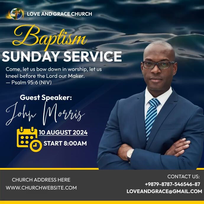 Baptism sunday service Instagram Post template