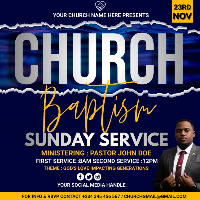 baptism sunday service Instagram Post template