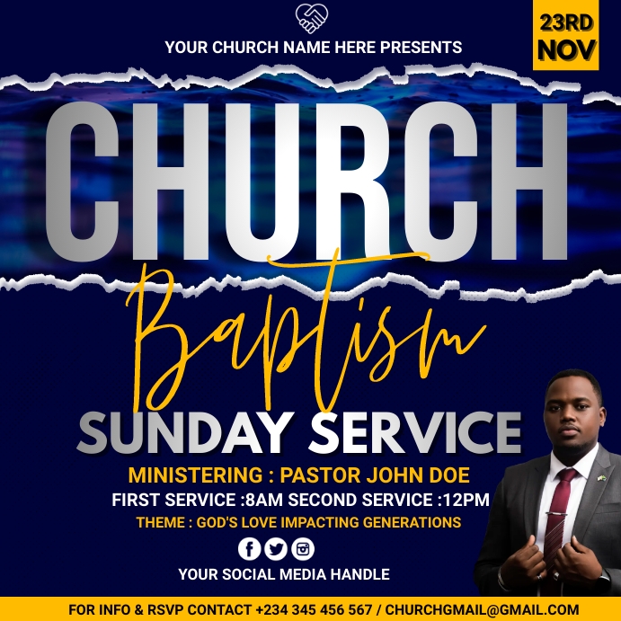 baptism sunday service Instagram Plasing template