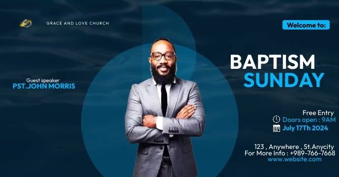 Baptism sunday service Facebook Group Cover Photo template