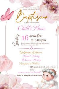 Baptismo invitation party temple flayer editablet celebration Poster template