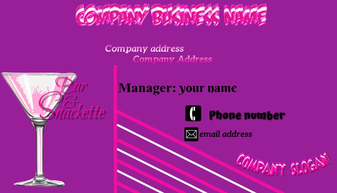 Bar & snackette Business Card Wizytówka template