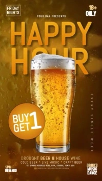 BAR BEER HAPPY HOUR DESIGN TEMPLATE Instagram na Kuwento