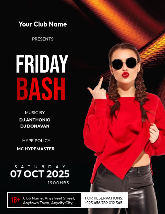 Bar club bash 传单(美国信函) template