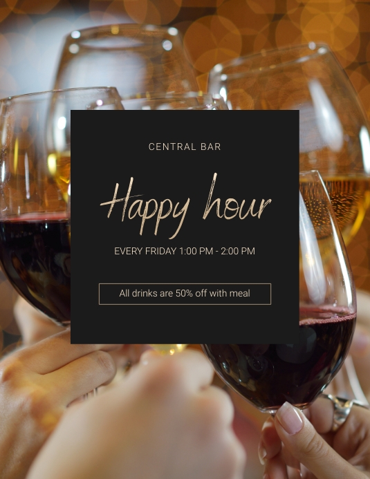 Bar Happy hour flyer template PosterMyWall