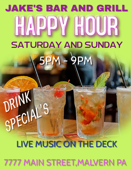 BAR HAPPY HOUR MARTINI BAR BAR FLYER Template PosterMyWall