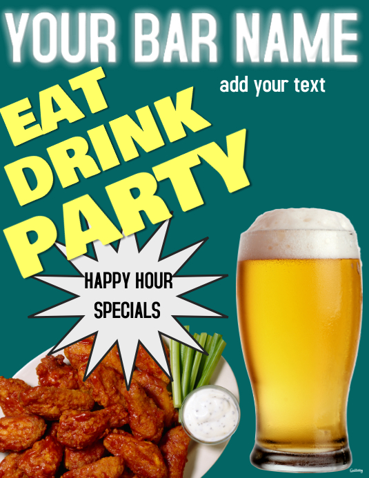 BAR HAPPY HOUR SPORTS BAR BAR Template PosterMyWall