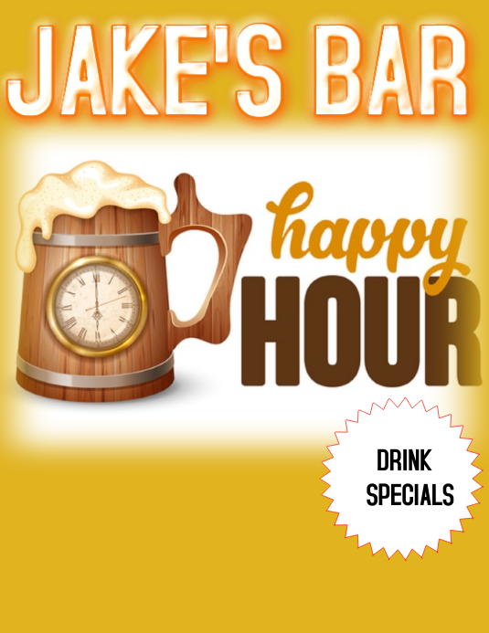 BAR HAPPY HOUR SPORTS BAR BAR BAR ADD Template PosterMyWall