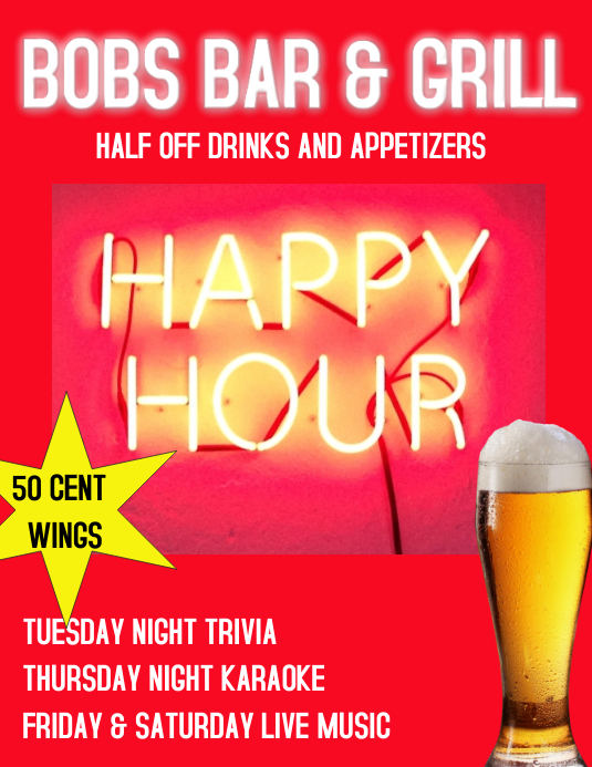 BAR HAPPY HOUR SPORTS BAR BAR BAR BAND Template PosterMyWall