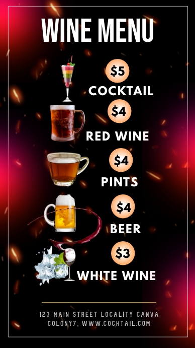BAR MENU Instagram Story template