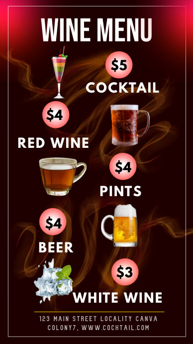 bar menu História do Instagram template