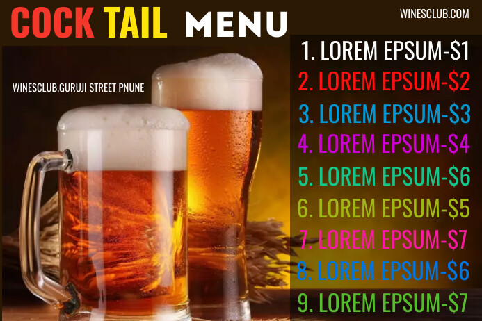 bar menu Poster template