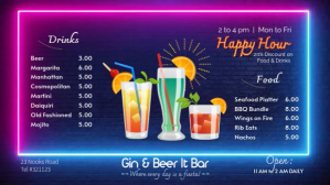 Bar menu template Digital Display (16:9)