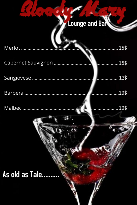 Bar Menu Template 海报