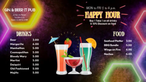 黑色 Happy Hour Promotion Digitalt display Template
