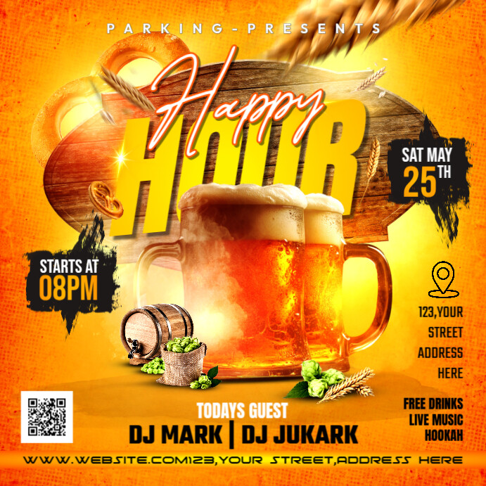bar party event ad design template Instagram Post