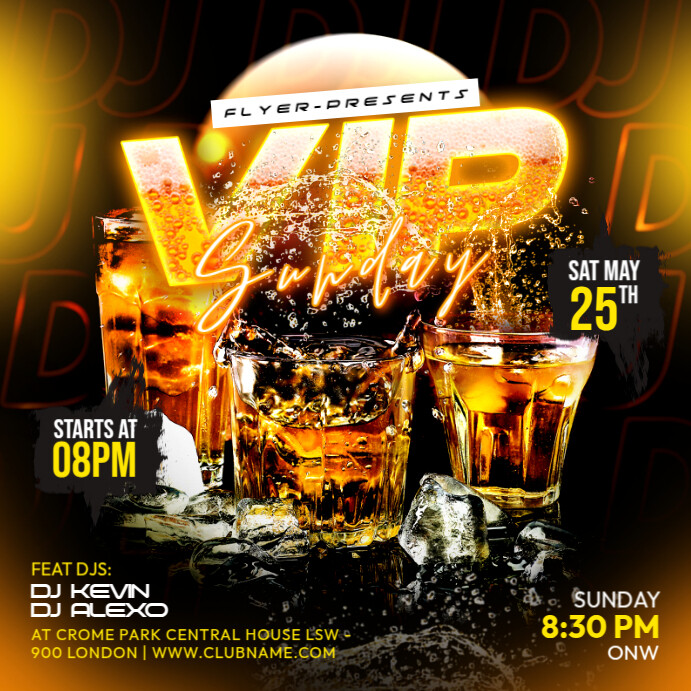 bar party event ad design template Instagram Post