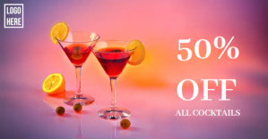 Bar Promotion Glass with Cocktail Template Reklama na Facebooka