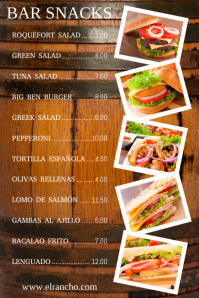 Bar Snacks Restaurant Flyer Poster Menu Template | PosterMyWall